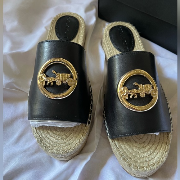 Coach Shoes - Size 8 B Black Coach Camille Leather Espadrilles